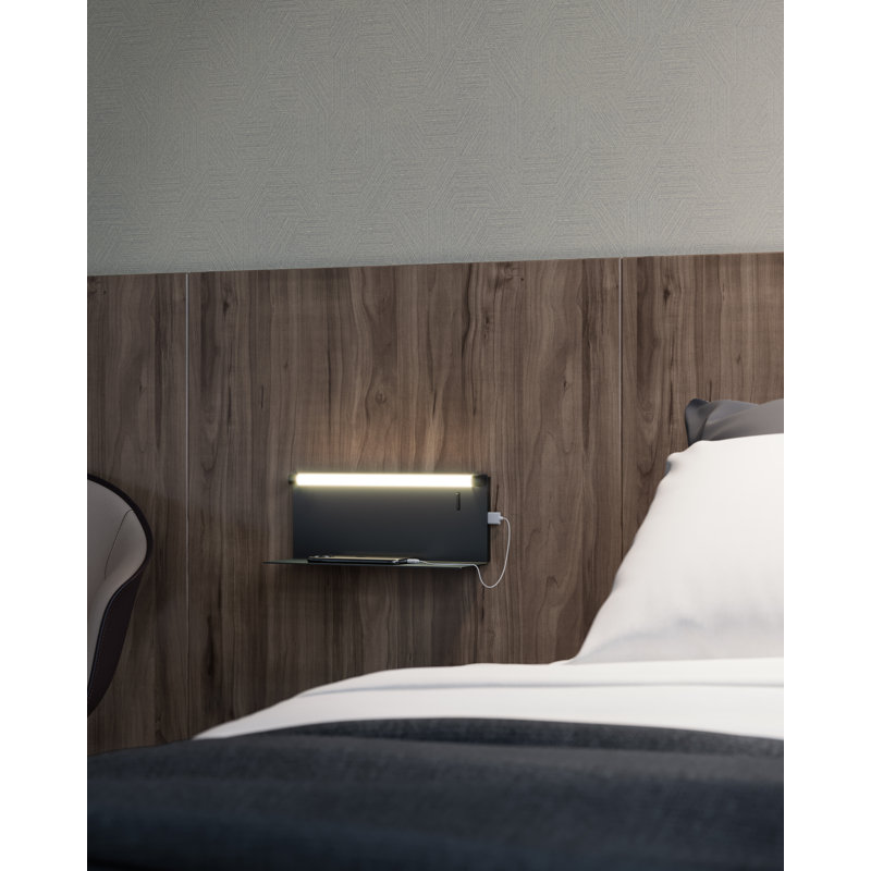 Dresden Modern White LED Dimmable Wall Sconce with USB Charging Shelf