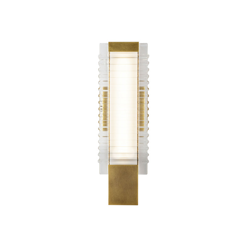 Vintage Brass Ribbed Glass LED Wall Vanity Light