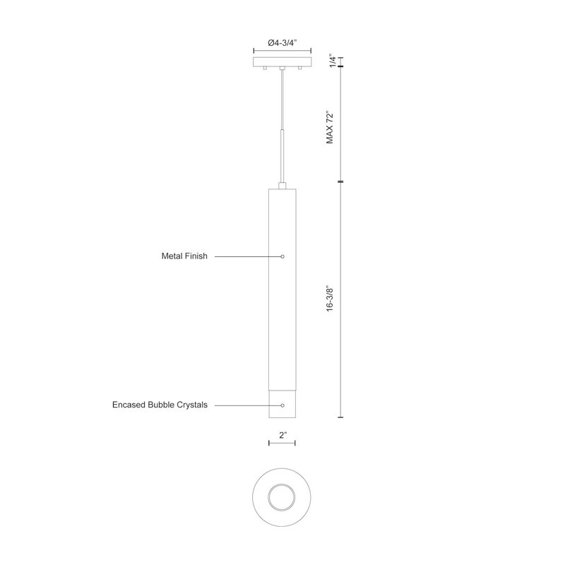Eclat Crystal LED Chrome Slim Pendant Light 16.38"
