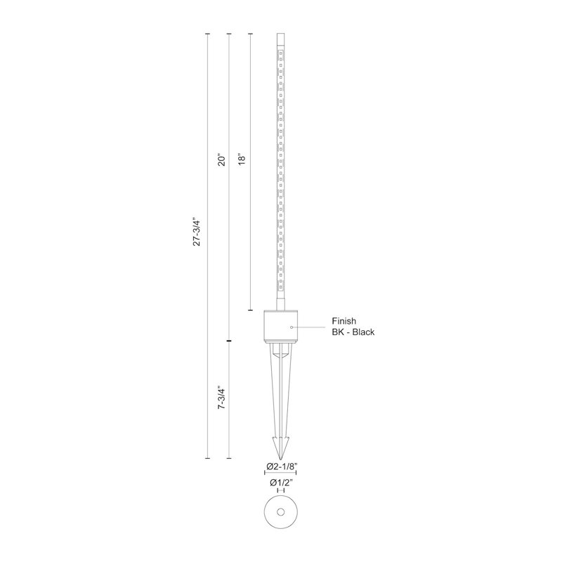 Dorian Integrated LED Slim Metal Pathway Light - 20" Black