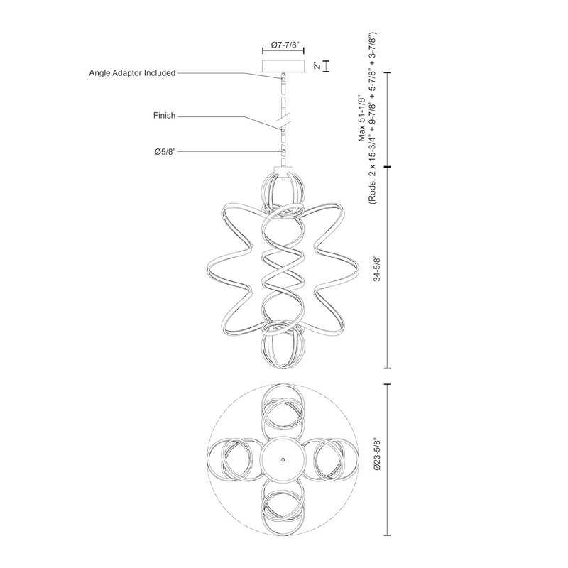 Synergy 34'' Black LED Unique Statement Pendant Light