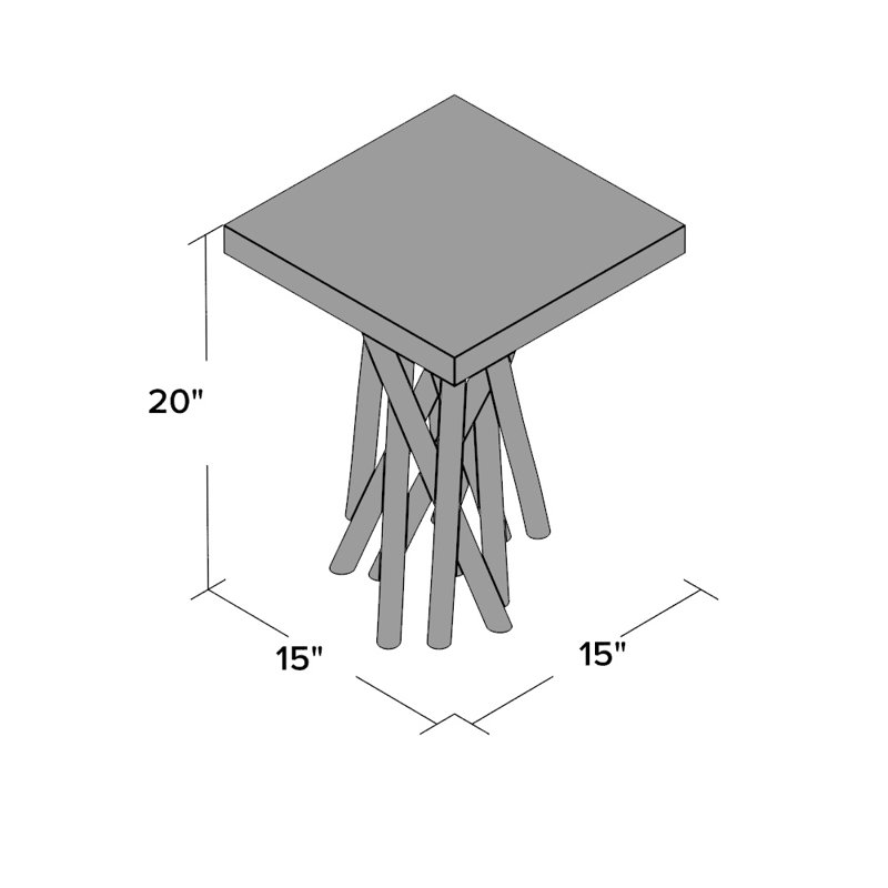 Hartwick Transitional Square Gray Teak Branch Side Table