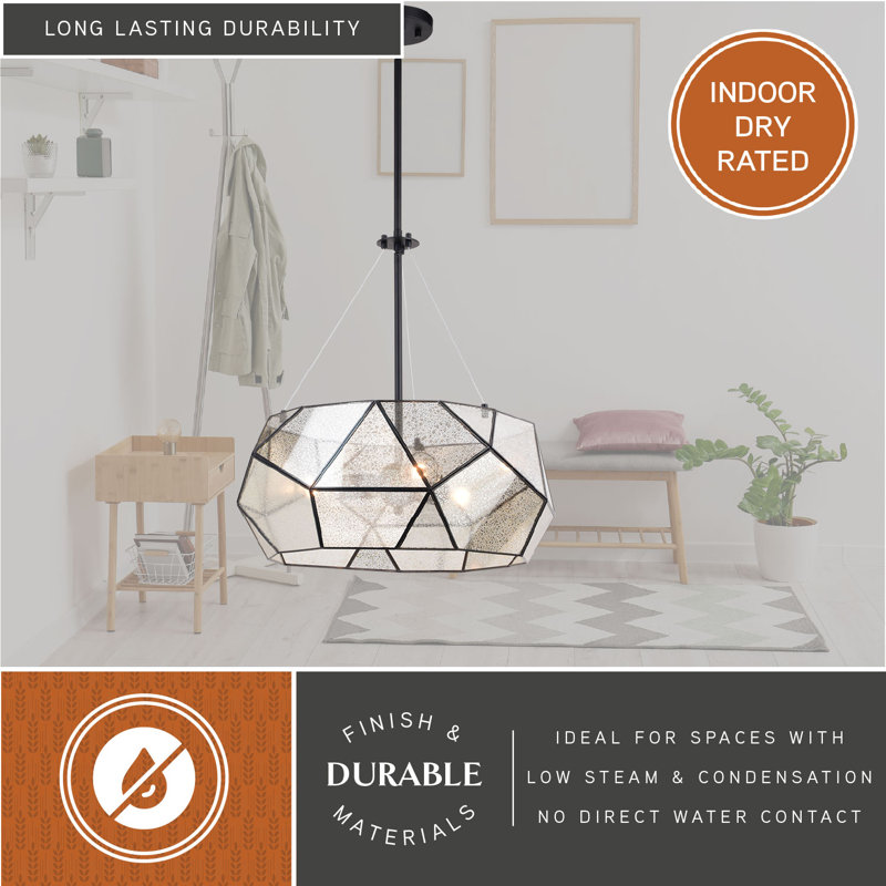 Euclid 20'' Black and Mercury Glass Geometric Pendant Light