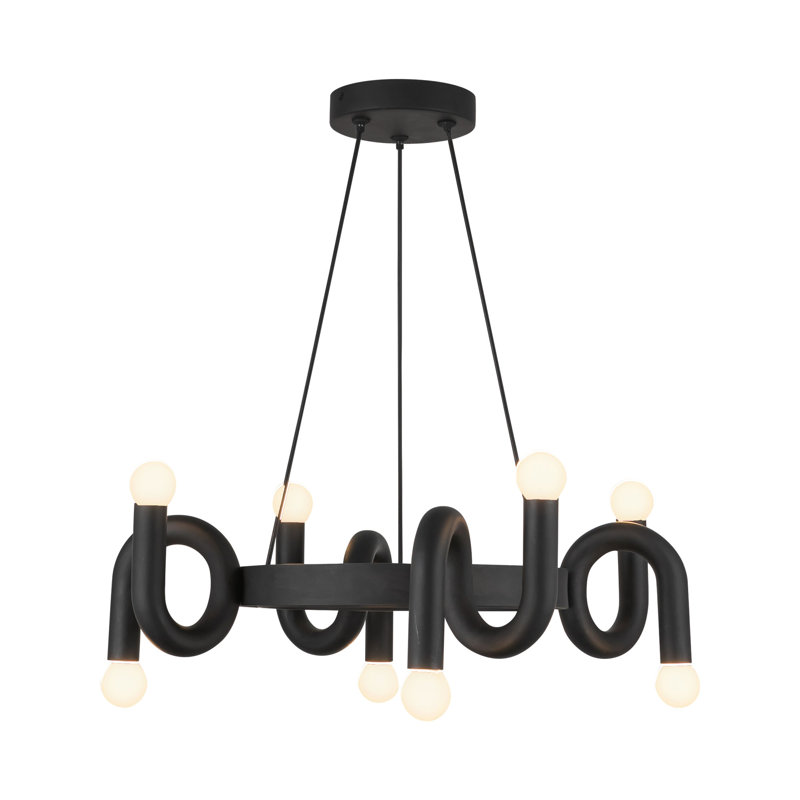 Sadie Matte Black Aluminum Steel 8-Light Chandelier
