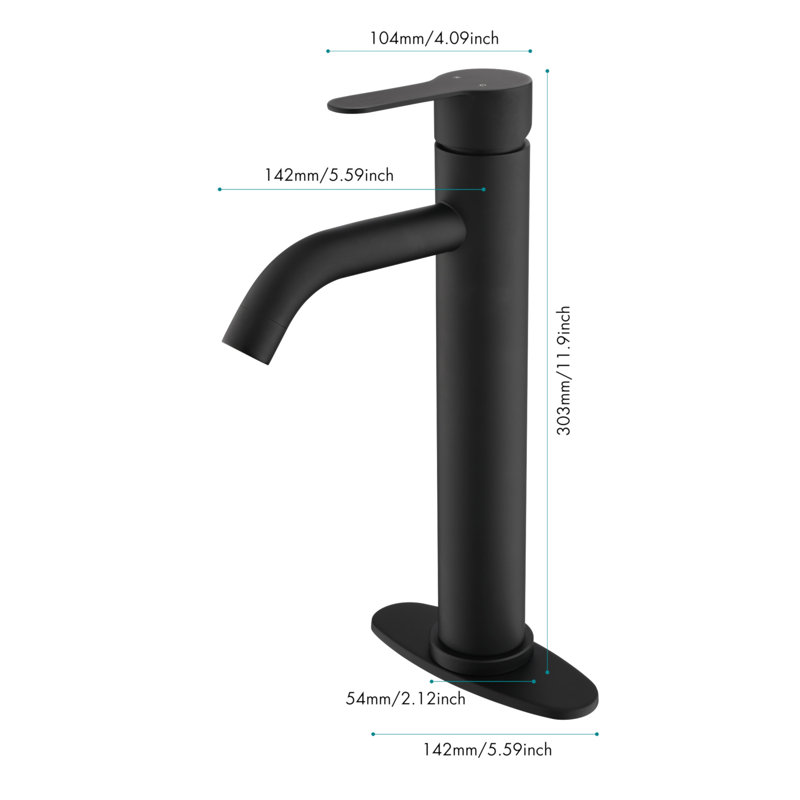 Matte Black Stainless Steel Single Handle Bathroom Faucet