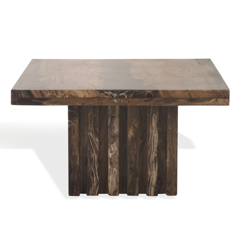 Olivia 21'' Beige Marble Square Accent Table