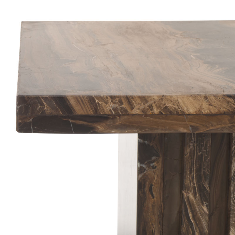 Olivia 21'' Beige Marble Square Accent Table