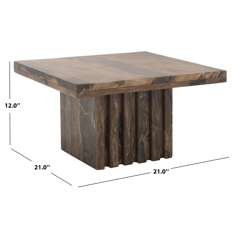 Olivia 21'' Beige Marble Square Accent Table