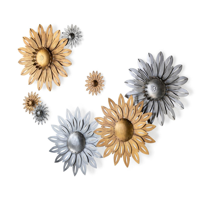 Small Gold Metal Wall Dahlia Decor