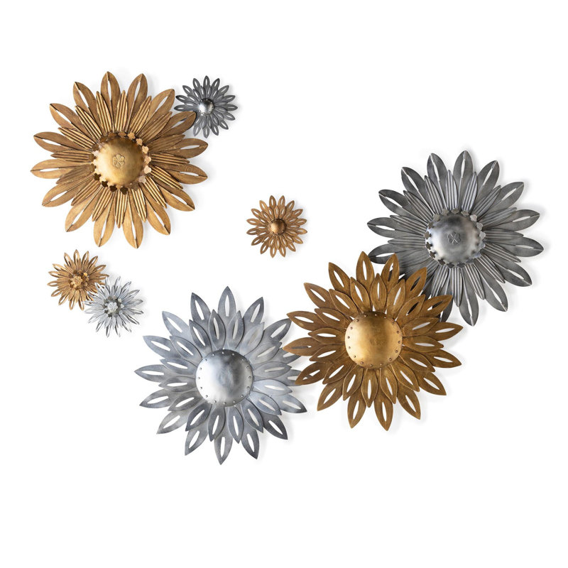 Small Gold Metal Wall Dahlia Decor