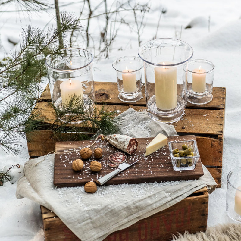 Simon Pearce Small Clear Glass Hurricane Candle Holders