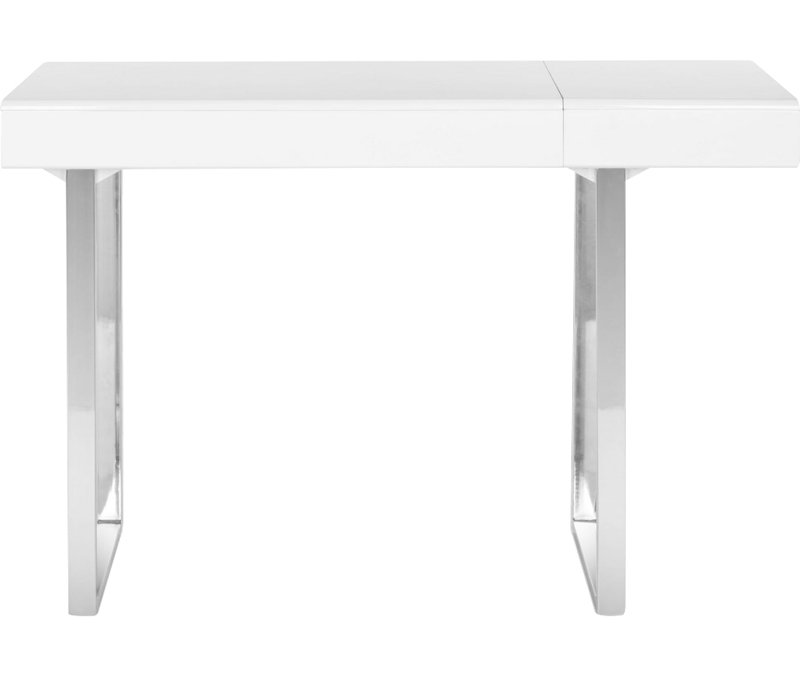 Elegant Transitional 53'' White and Chrome Home Office Desk with Drawer