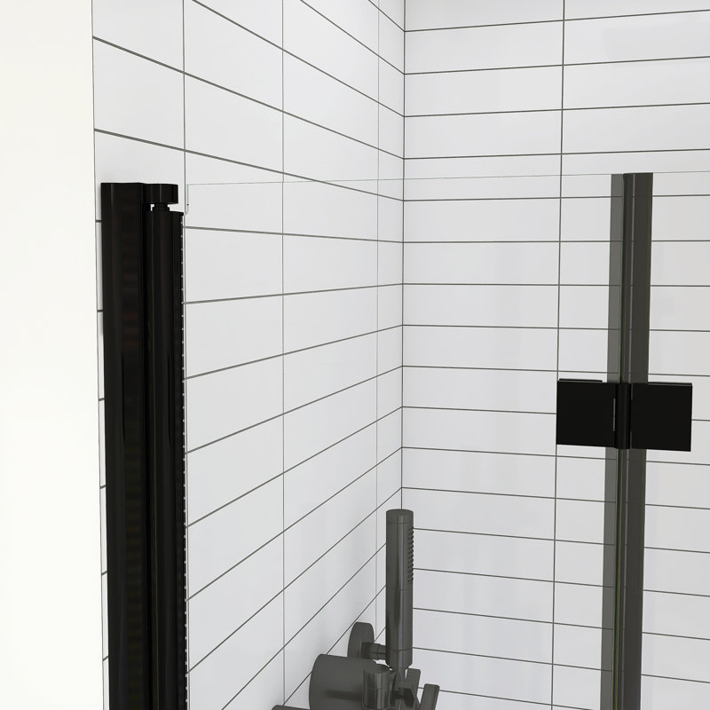 Matte Black Semi-Frameless Hinged Shower Door with Clear Glass