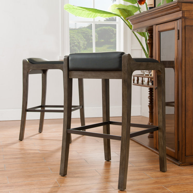 Graystone Fastback Counter Stool with Black Faux Leather