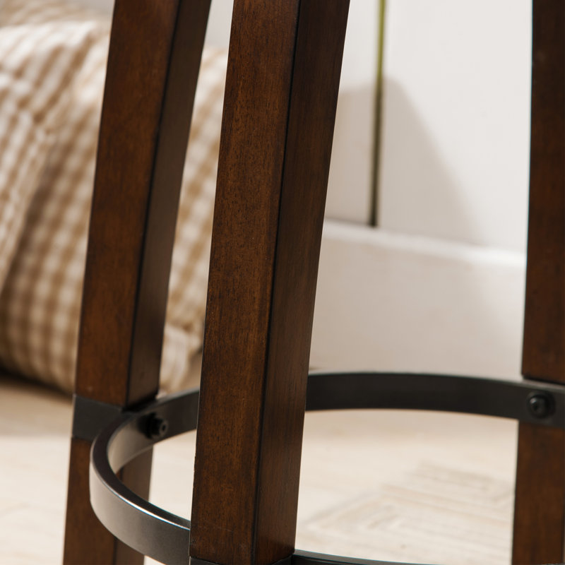 Sienna Swivel Saddle-Style Counter Stool in Brown Leather and Wood