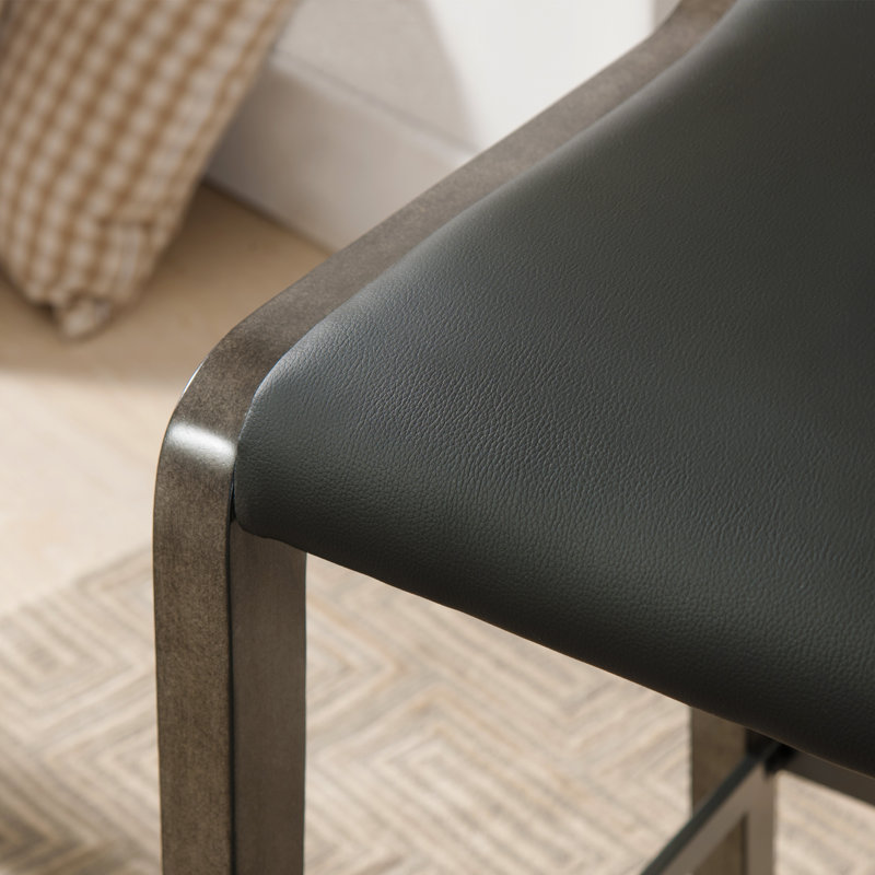 Graystone Fastback Counter Stool with Black Faux Leather