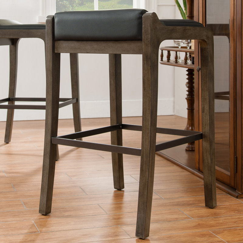 Graystone Fastback Counter Stool with Black Faux Leather