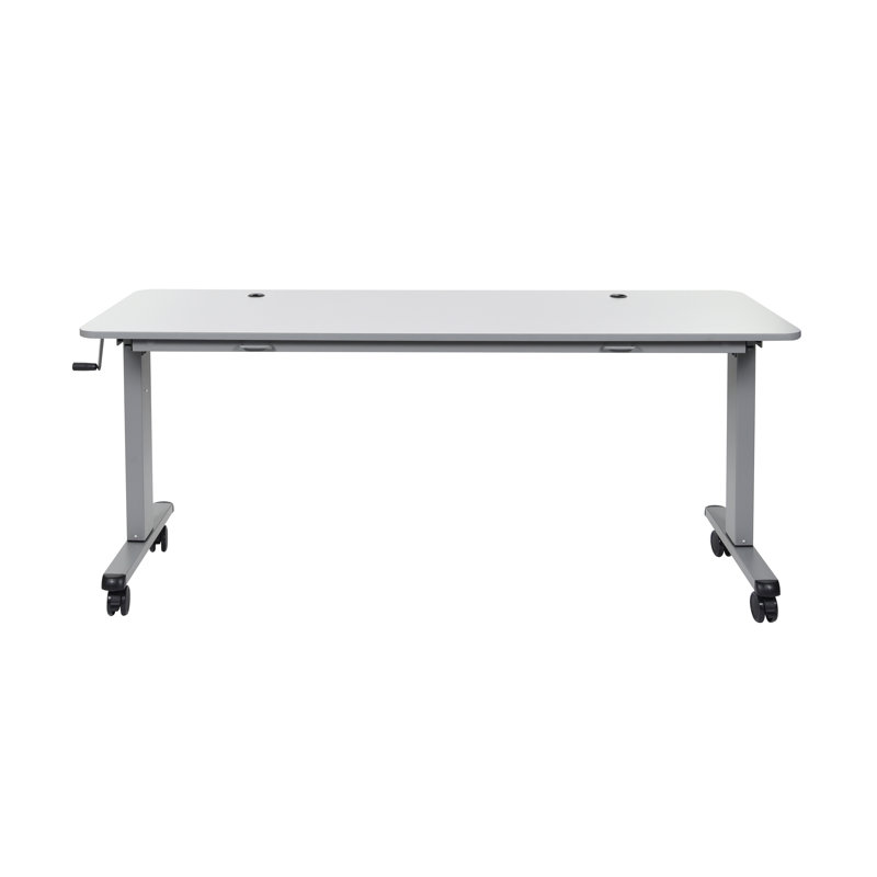 ErgoNest 72" Adjustable Gray Wood Sit/Stand Desk with Locking Casters