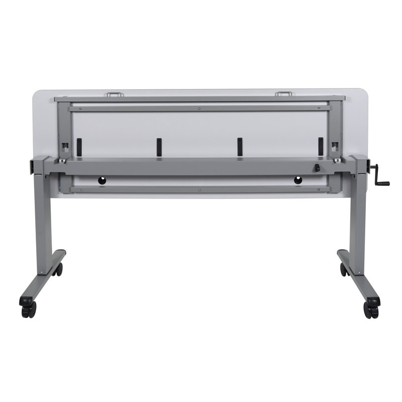 ErgoNest 72" Adjustable Gray Wood Sit/Stand Desk with Locking Casters