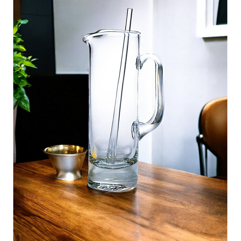 Tall Clear Glass Martini Pitcher with Stirrer