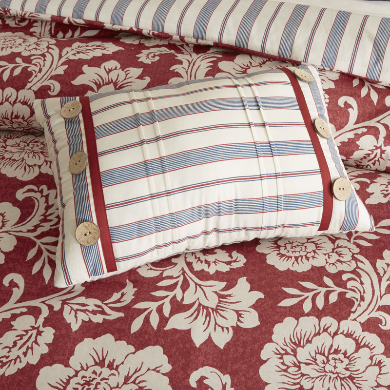 Lucy Queen Red Cotton Twill Reversible Comforter Set