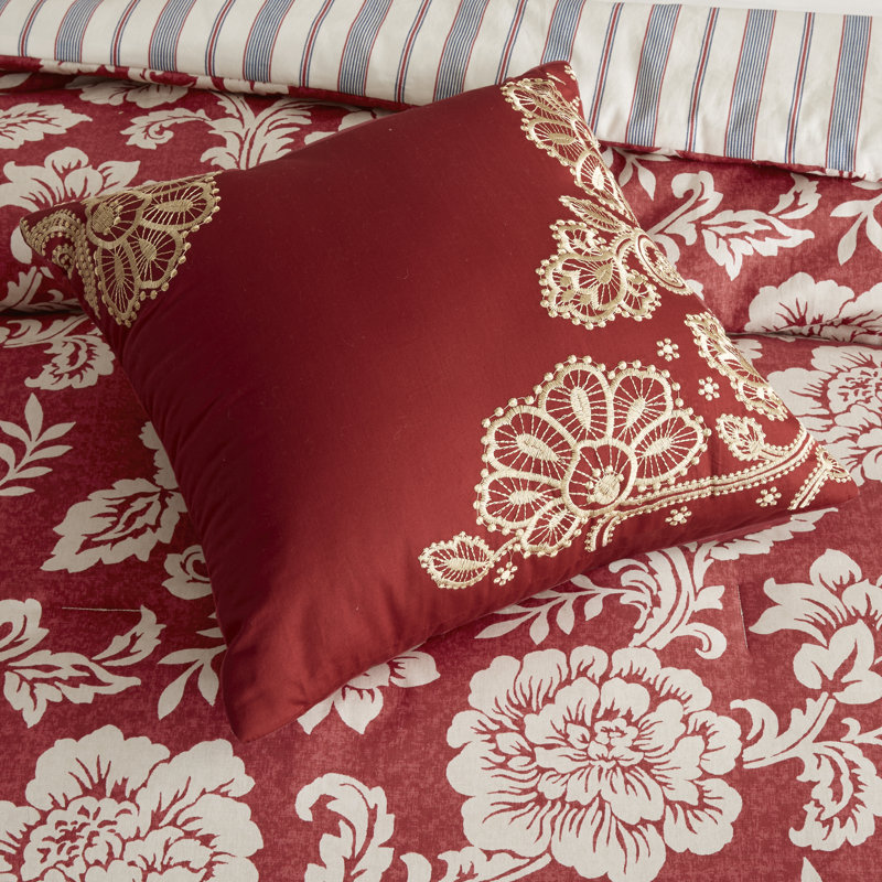 Lucy Queen Red Cotton Twill Reversible Comforter Set