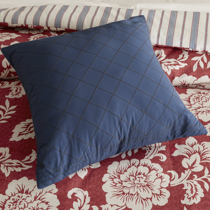 King Red Cotton Twill Floral Duvet Cover Set