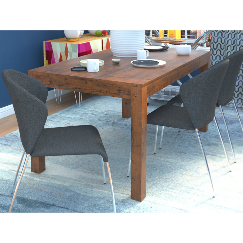 Modern Graphite Linen and Metal Upholstered Side Chair
