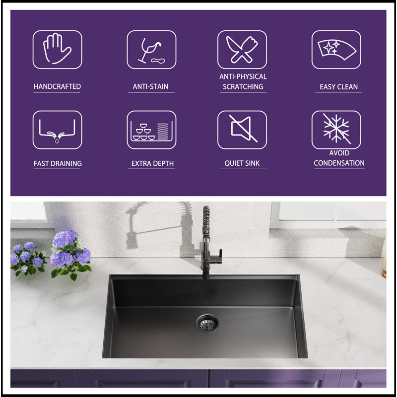 32 Inch Gunmetal Black Stainless Steel Undermount Workstation Sink