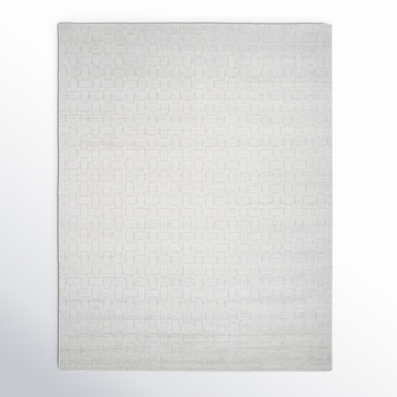 Elysian Gray Wool and Viscose Hand-Knotted 8' x 10' Area Rug