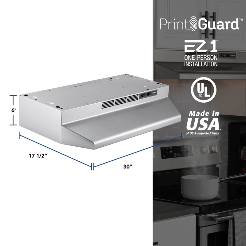 Broan 30" Stainless Steel Under Cabinet Range Hood with Charcoal Filter