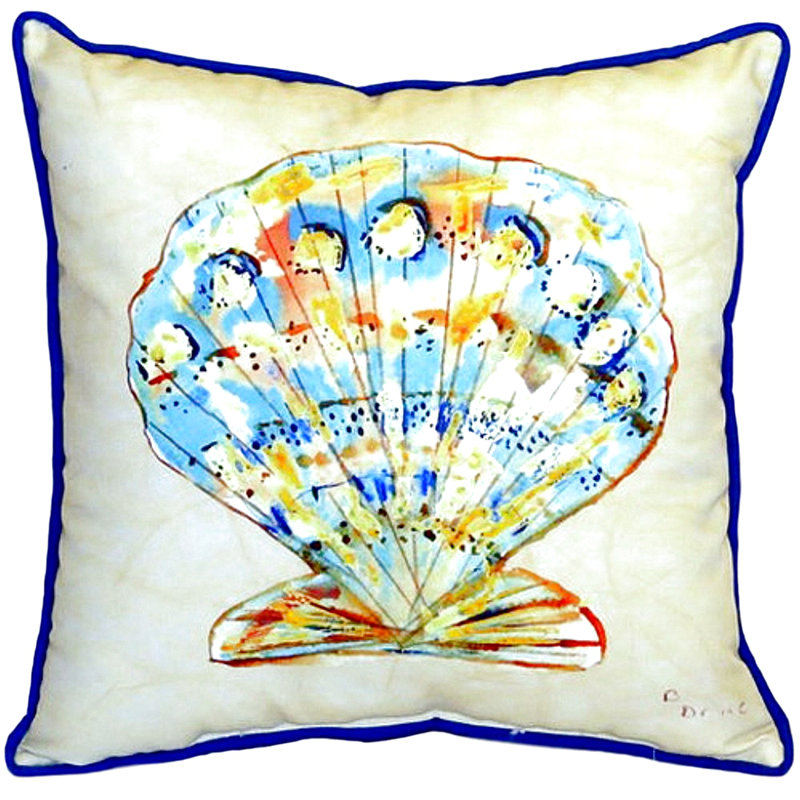 Teal Scallop 12" Square Fade-Resistant Kids Outdoor Pillow