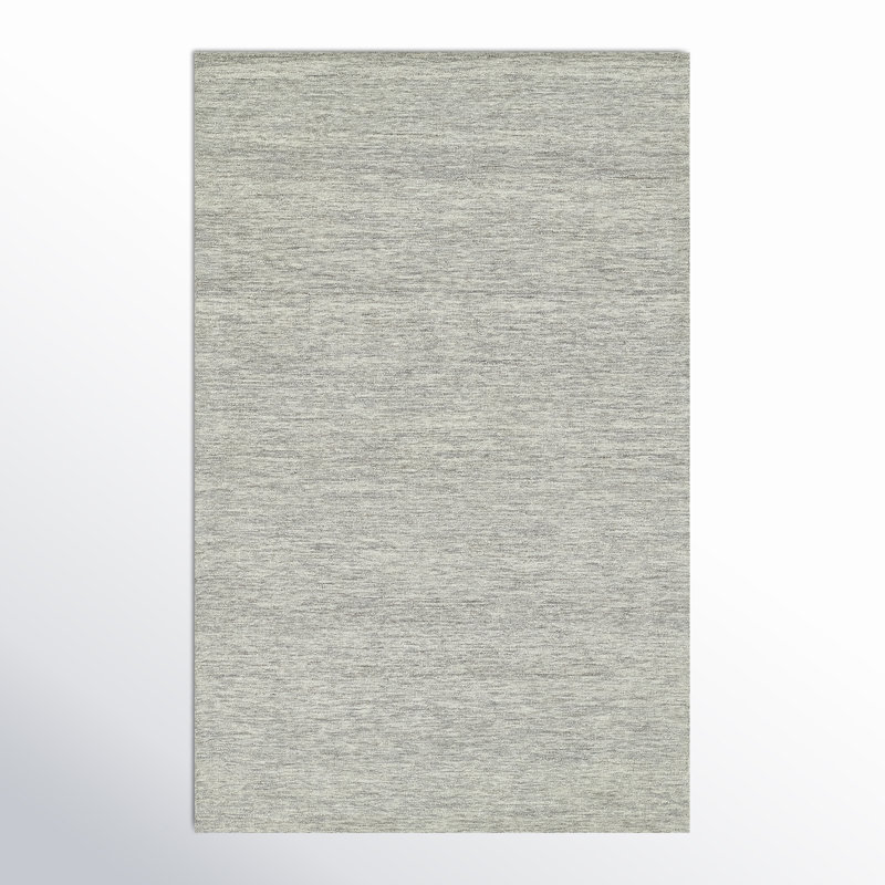 Hand-Tufted Light Grey Wool Rectangular Area Rug 8' x 10'