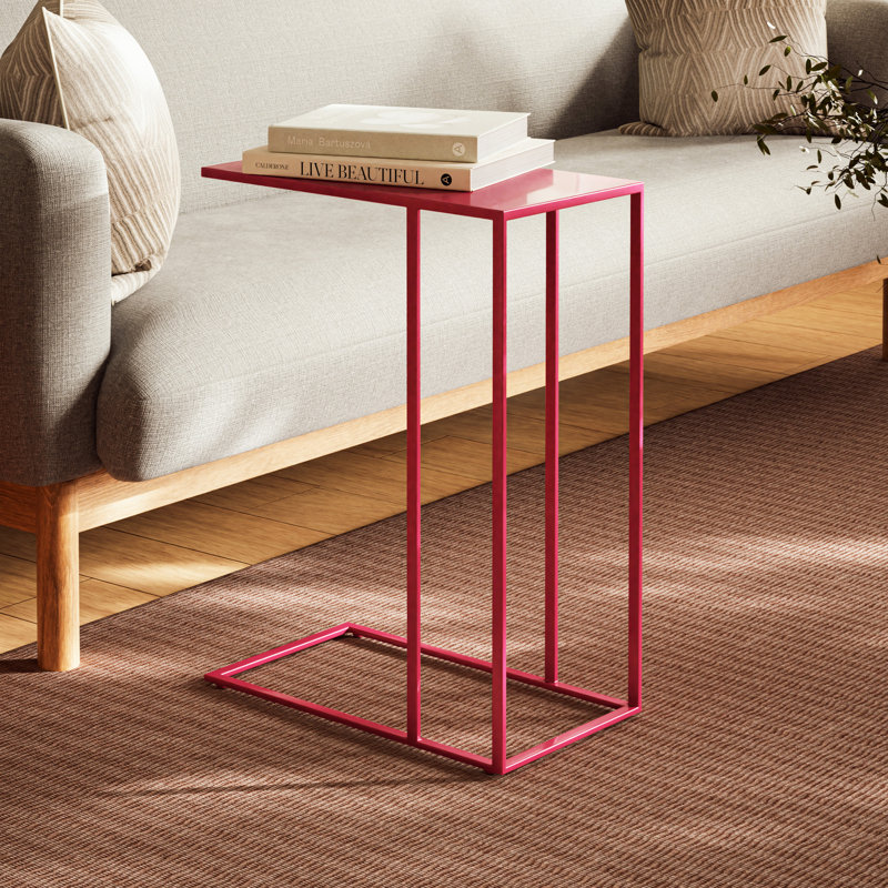 Teal Metal Slim Base Rectangular End Table