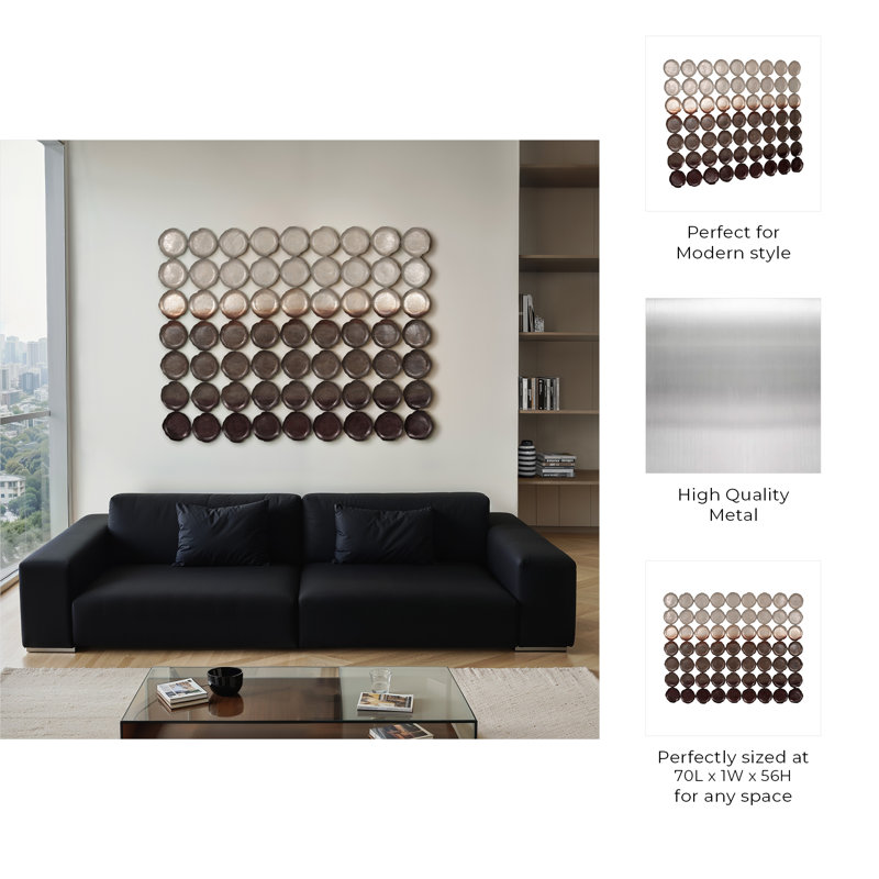 70" x 56" Metallic Ombre Iron Wall Art in Bronze and Black