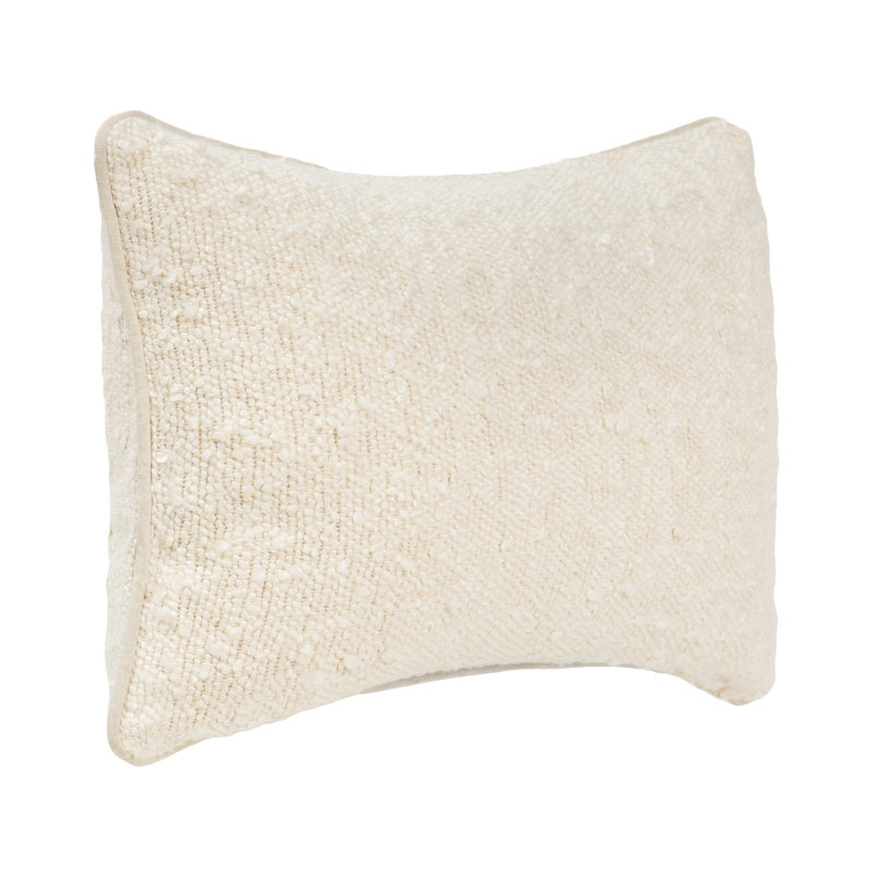 Ivory Rectangular Embroidered Cotton Blend Lumbar Pillow