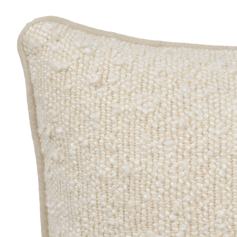 Ivory Rectangular Embroidered Cotton Blend Lumbar Pillow