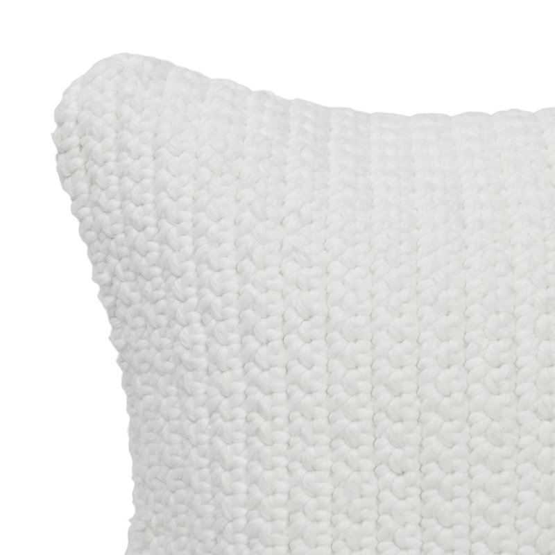 Henri White Braided Polyester Outdoor Pillow, 22" Square