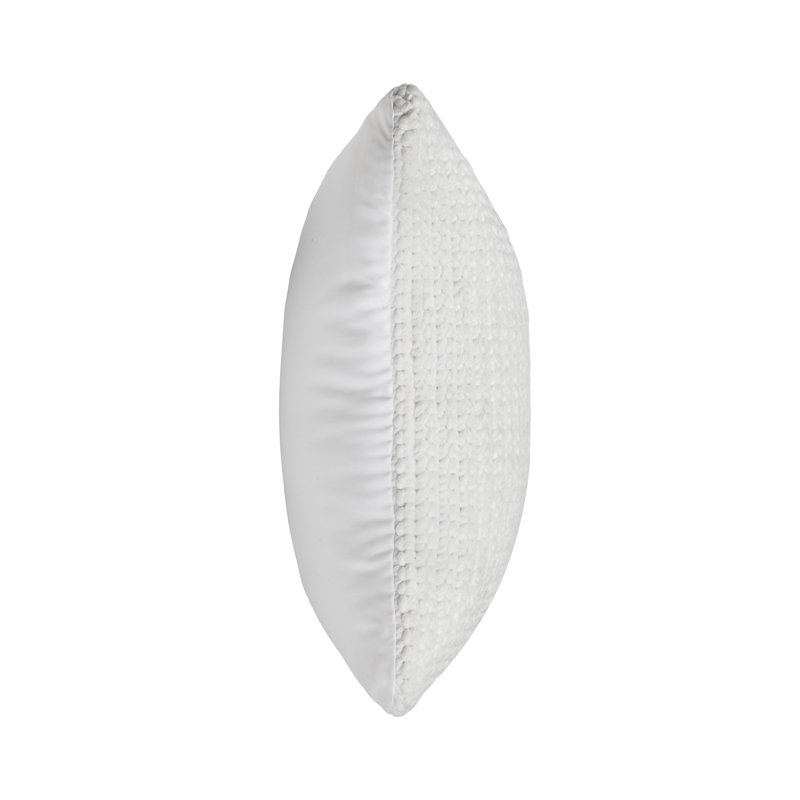 Henri White Braided Polyester Outdoor Pillow, 22" Square