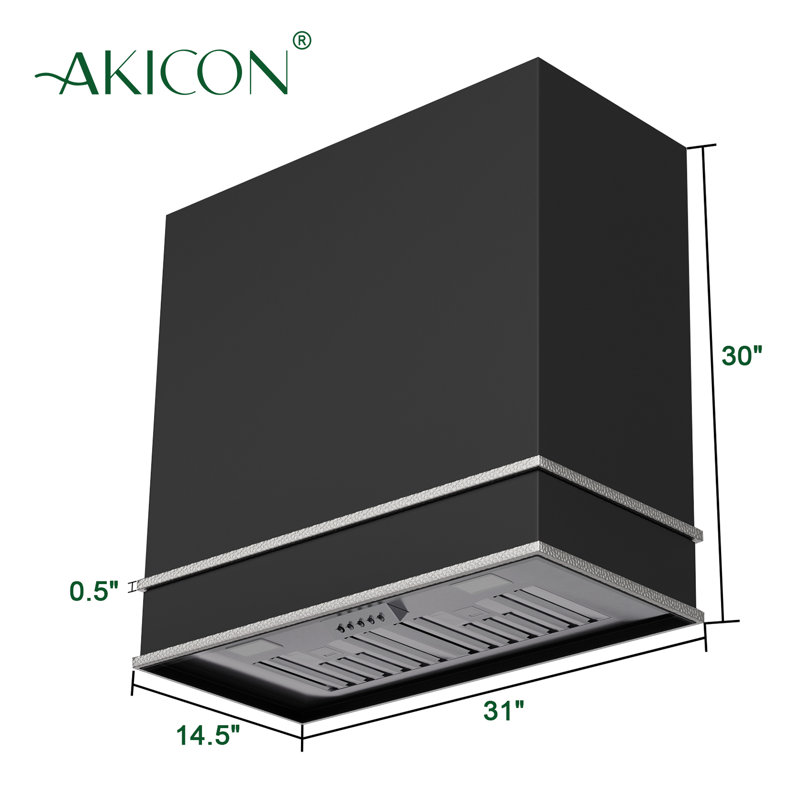 Akicon 30'' Stainless Steel Wall Mounted Range Hood with Charcoal Filter