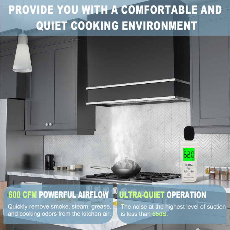 Akicon 30'' Stainless Steel Wall Mounted Range Hood with Charcoal Filter