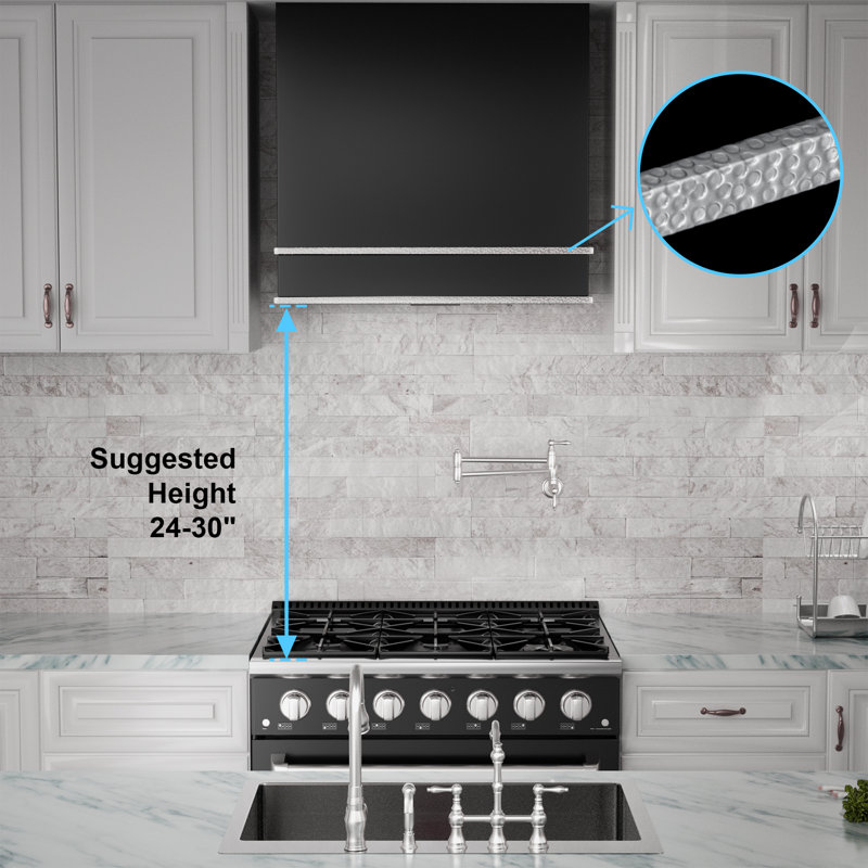Akicon 30'' Stainless Steel Wall Mounted Range Hood with Charcoal Filter