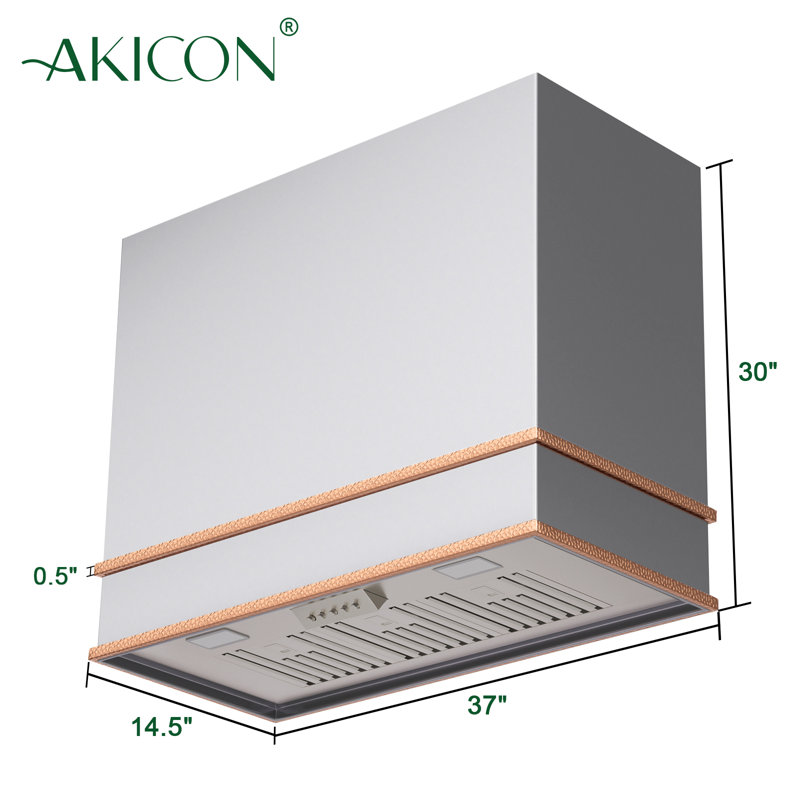 36" Brushed Stainless Steel and Copper Wall Mounted Range Hood