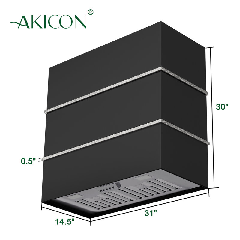 Akicon 30" Stainless Steel Wall Mount Range Hood with Charcoal Filter