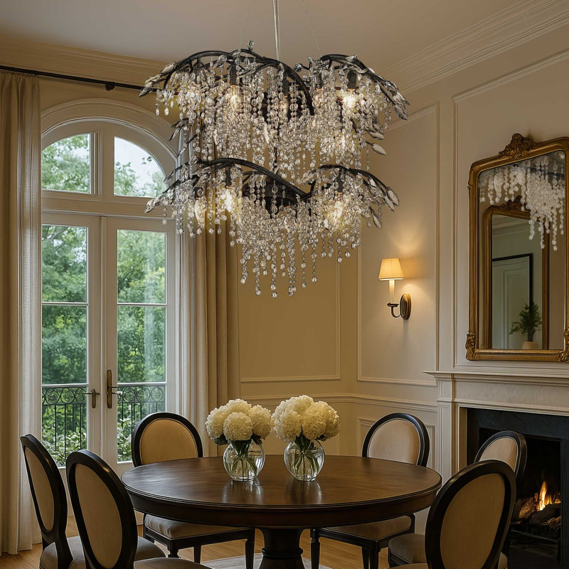 Montriel Black Iron 18-Light Tiered Crystal Chandelier
