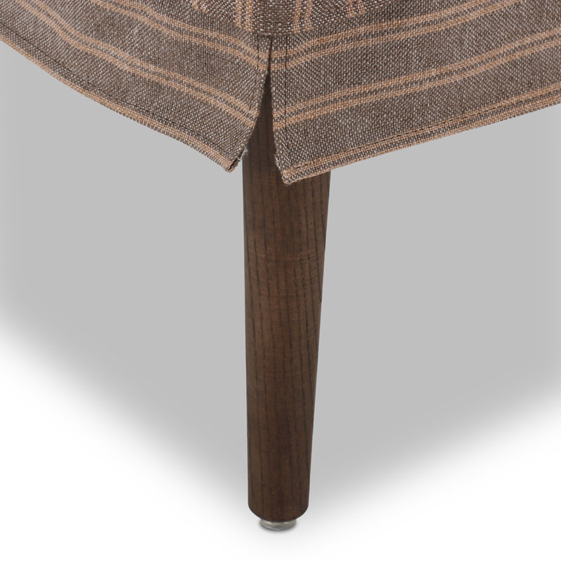 Cole 52" Bark Linen Tufted Accent Bench with Oak Legs