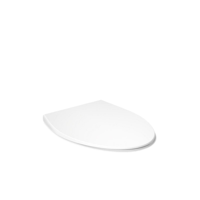 White Thermoset Plastic Quiet-Close Elongated Toilet Seat