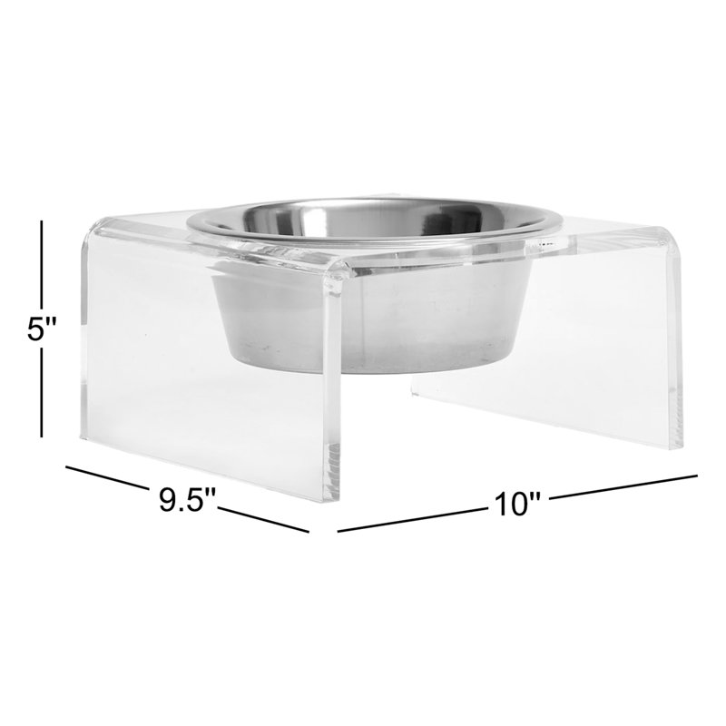 Clear Acrylic Elevated Pet Feeder with Stainless Steel Bowl