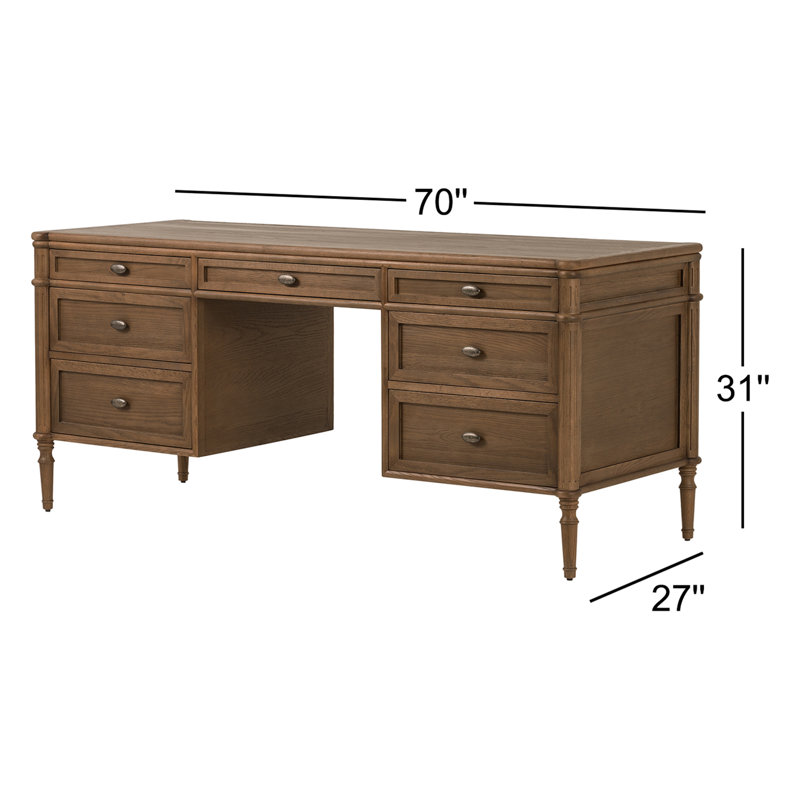 Toasted Oak Executive Desk with Drawers