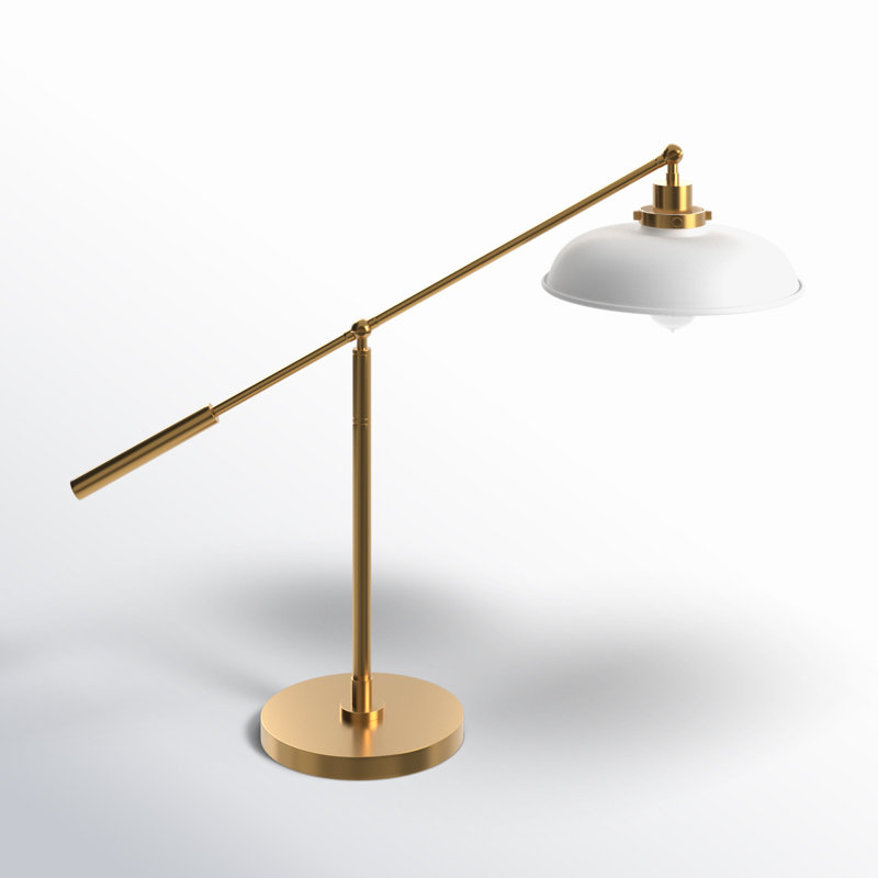 Wellfleet Adjustable Set of Table Lamps in Burnished Brass and Matte White